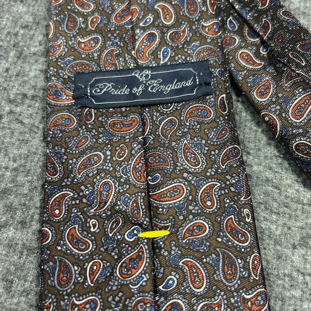 Vintage Briar Pride of England Brown‎ Paisley Preppy Neck Tie Rhodia